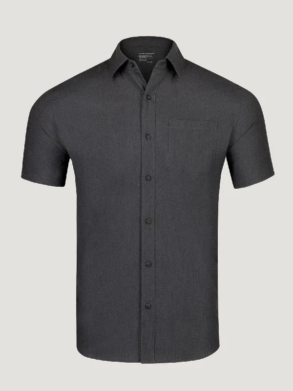 Charcoal Short Sleeve Stretch Button Up Athletic Men's High