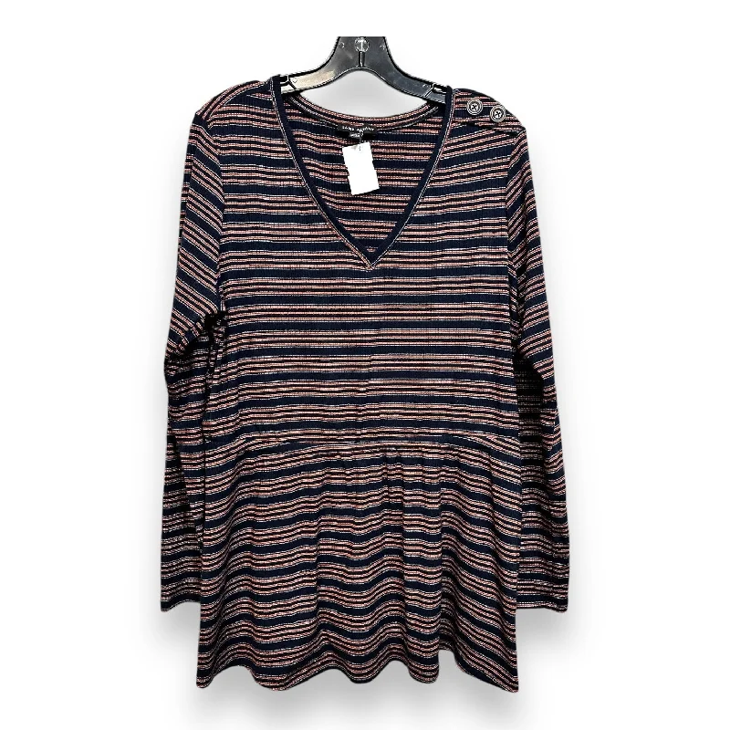 Top Long Sleeve By Lane Bryant In Striped Pattern, Size: Xl Casual Men's Japanese 