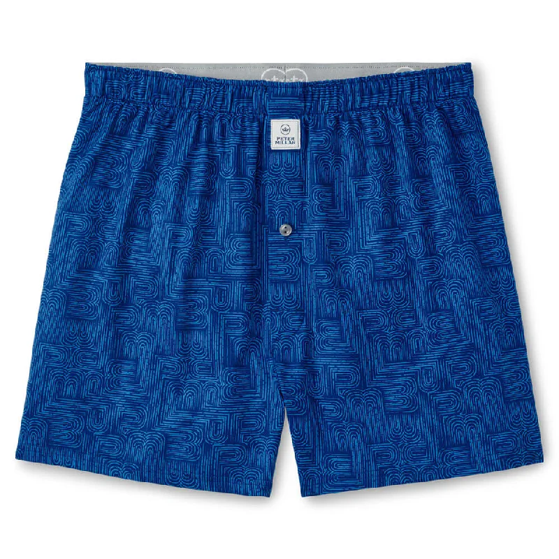 Peter Millar Pm Maze Performance Boxers - Sport Navy Artistic Men's Avant