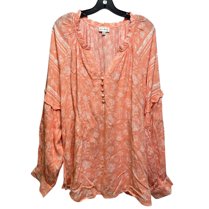 Top Long Sleeve By Wonderly In Peach, Size: 3x Cclassic Men's Tweed