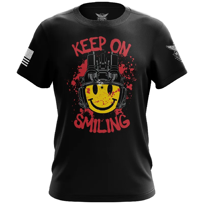 Tactical Smiley Face Short Sleeve Shirt Stylish Men's Neon