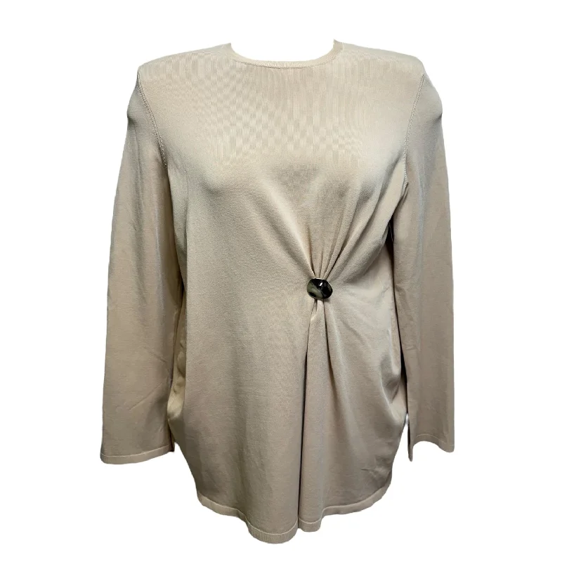 Knit Gathered Tunic Long Sleeve By Karen Millen In Beige, Size: L Beach