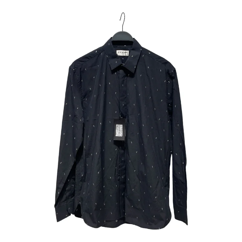 SAINT LAURENT/LS Shirt/M/Cotton/BLK/All Over Print/ Streetwear Style