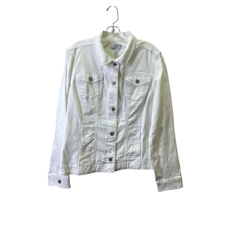 Jacket Denim By Croft And Barrow In White, Size:1X Relaxed Men's Beach