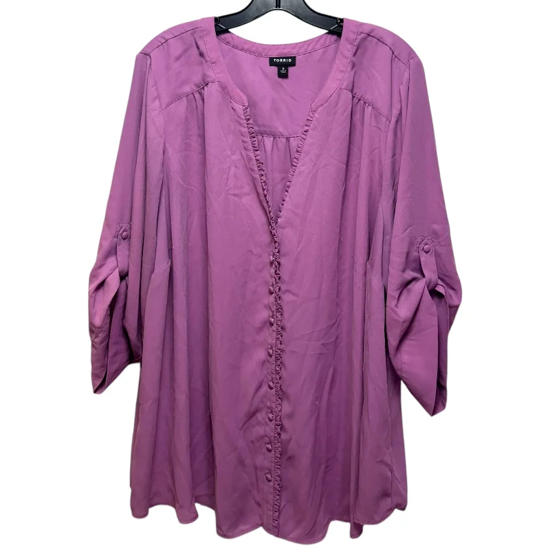 Tunic Blouse 3/4 Sleeve By Torrid In Purple, Size: 4x Tough Men's Military