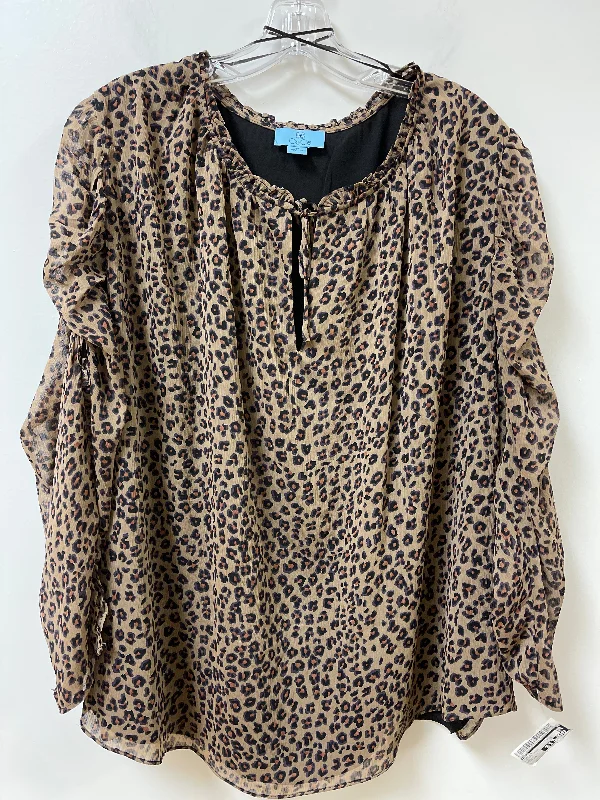 Top Long Sleeve By Cece In Animal Print, Size: 3x Vacation