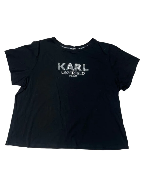 Black Top Short Sleeve Designer Karl Lagerfeld, Size 3x Classic Men's Pin