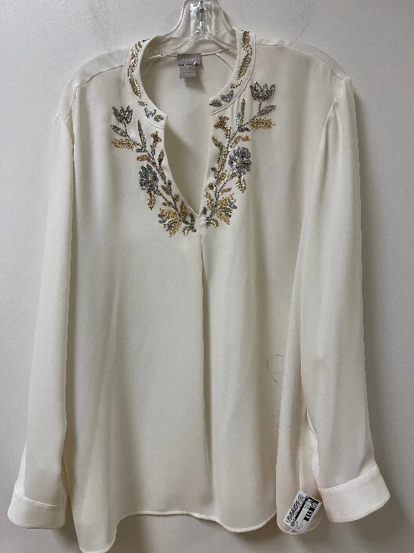 Top Long Sleeve By Chicos In Cream, Size: 2x Monochromatic All