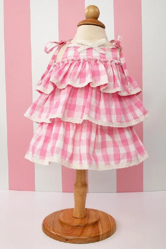 Pink Gingham Baby Dress Sleek Men's Metallic