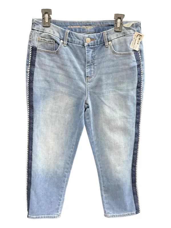 Blue Denim Jeans Cropped Chicos, Size 8petite Beach