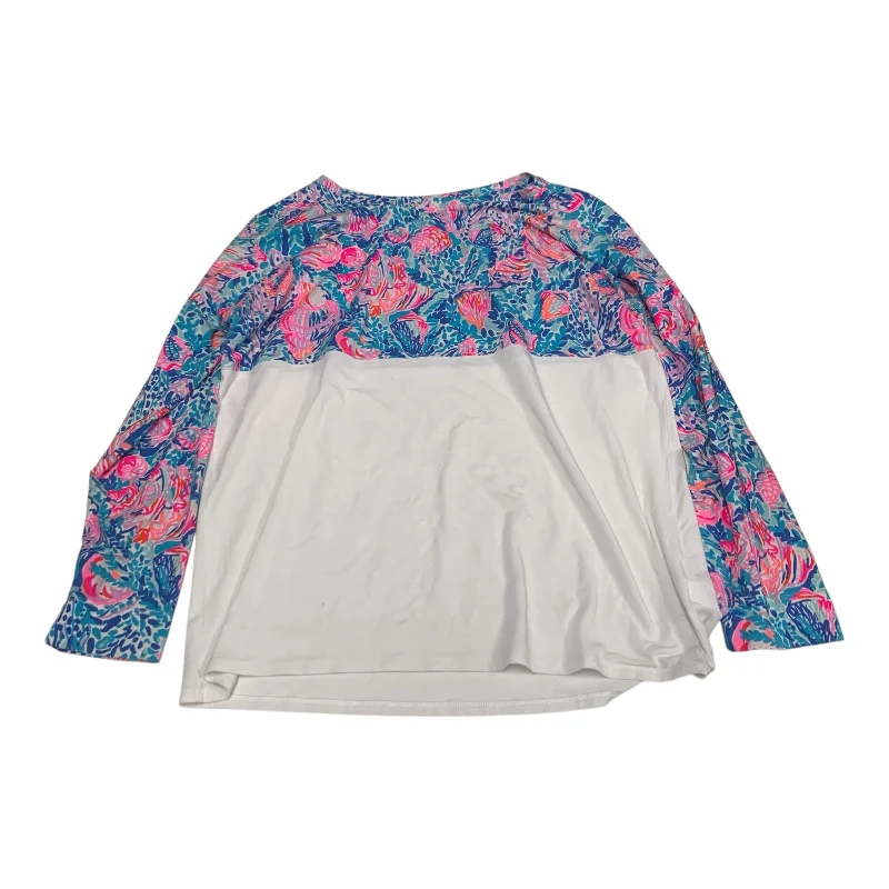 Top Long Sleeve Designer By Lilly Pulitzer In Blue & Pink, Size: L Sleek Men's Contemporary 