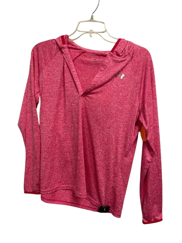 Athletic Top Long Sleeve Collar By Under Armour In Pink, Size: M Business