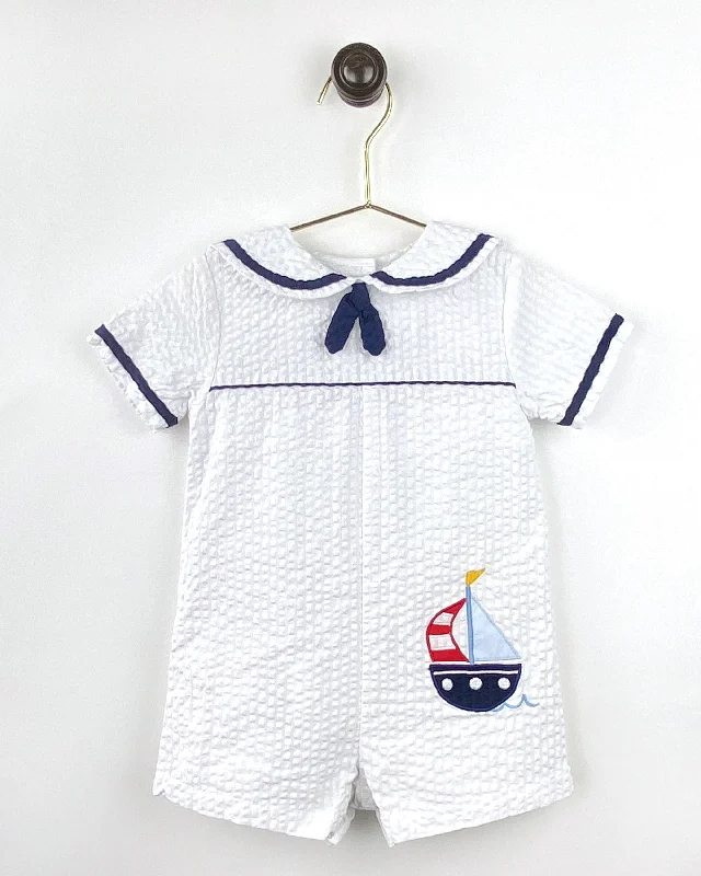 Seersucker Sailboat Romper Youthful Men's Pop