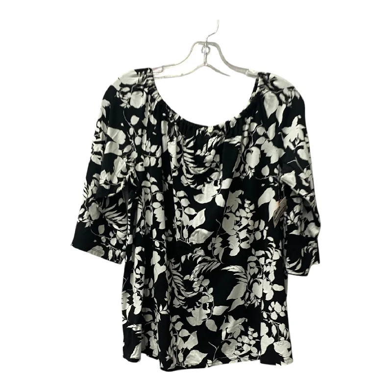 Top Ss By J. Jill In Black & White, Size:M Bold Men's Animal