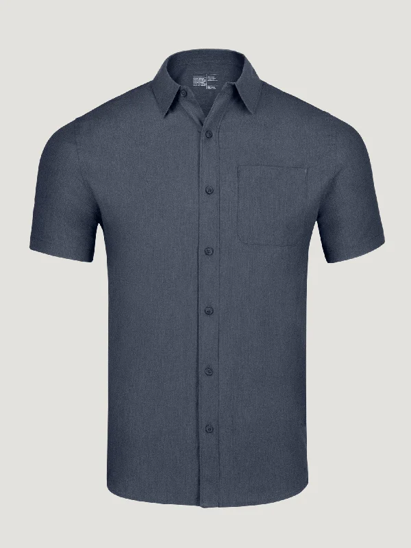 Navy Short Sleeve Stretch Button Up Bold Men's Statement