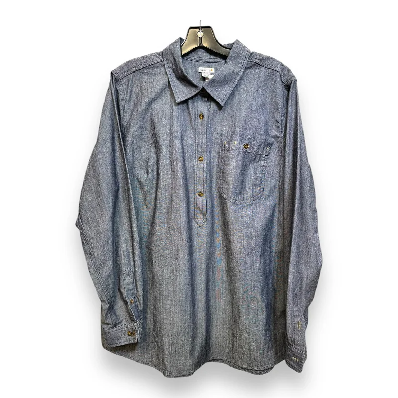 Top Long Sleeve By Carhart In Denim, Size: Xl Trendy Men's Oversized