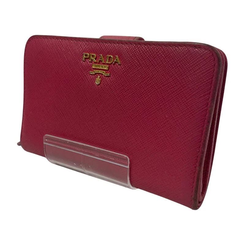 PRADA/Bifold Wallet/Leather/PNK/SAFFIANO LEATHER Unique Men's Patch