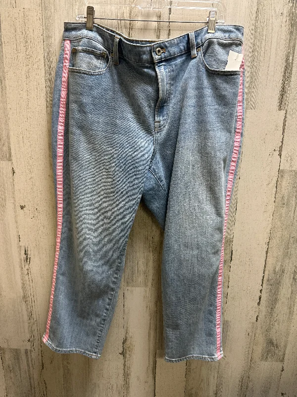 Blue & Pink Jeans Cropped Talbots, Size 18 Masculine Men's Thick