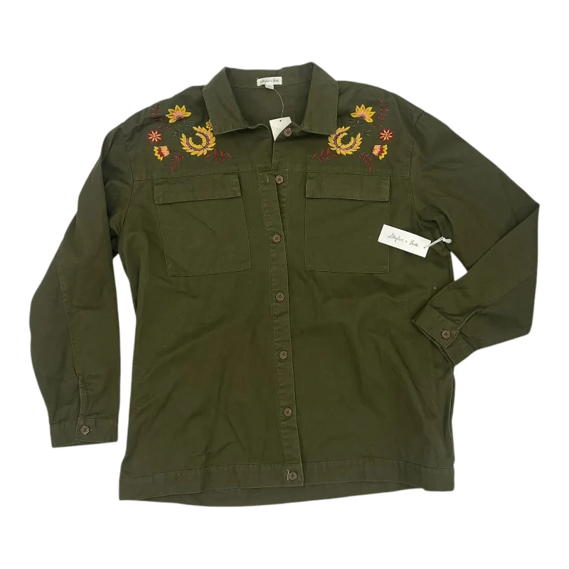 Jacket Shirt By Clothes Mentor In Green, Size:Xl Unique Men's Patch