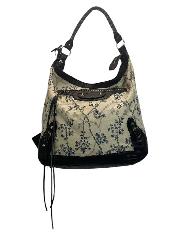 BALENCIAGA/Hand Bag/Floral Pattern/Cotton/CRM/CANVAS/ BLUE FLOWERS Modern Men's 