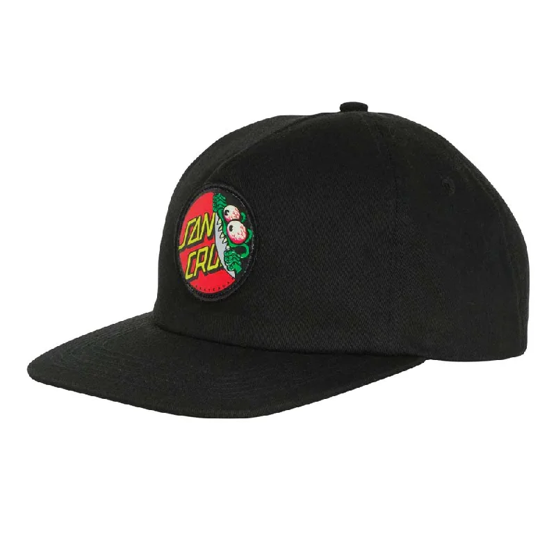 Santa Cruz Beware Dot Strapback Mid Profile Hat - Black Cool Men's Distressed