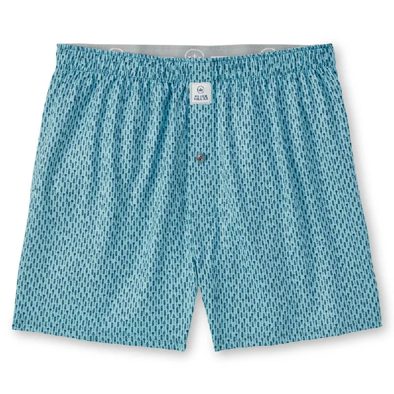 Peter Millar Lavender Fields Performance Boxer Boxers - Cyan Casual Men's Loose