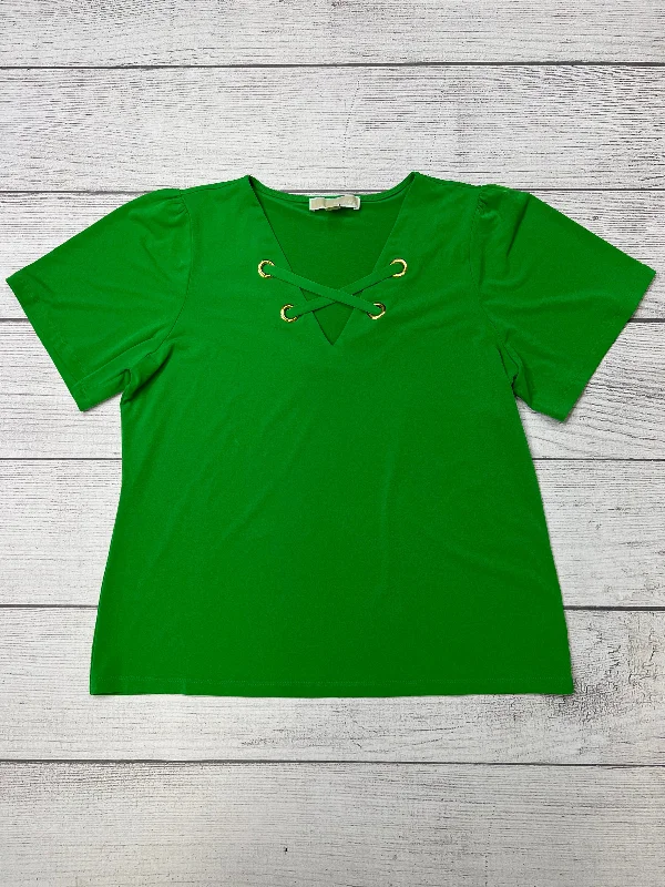 Green Top Short Sleeve Designer Michael Kors, Size L Laid