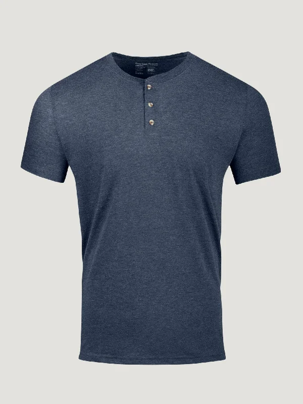 Navy Short Sleeve Henley Practical Men's Multi