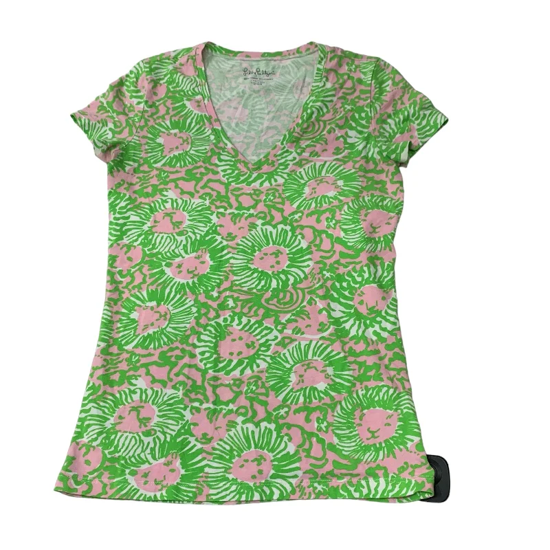 Top Short Sleeve Designer By Lilly Pulitzer In Green & Pink, Size: Xs Refined Men's Hand