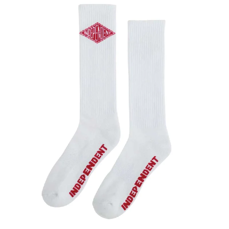 Independent Diamond Groundwork Men's Crew Socks - White Cool Men's Skate