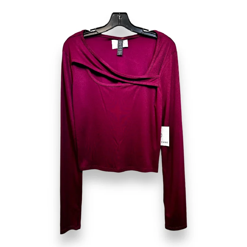 Top Long Sleeve By Clothes Mentor In Burgundy, Size: Xl Streetwear Style