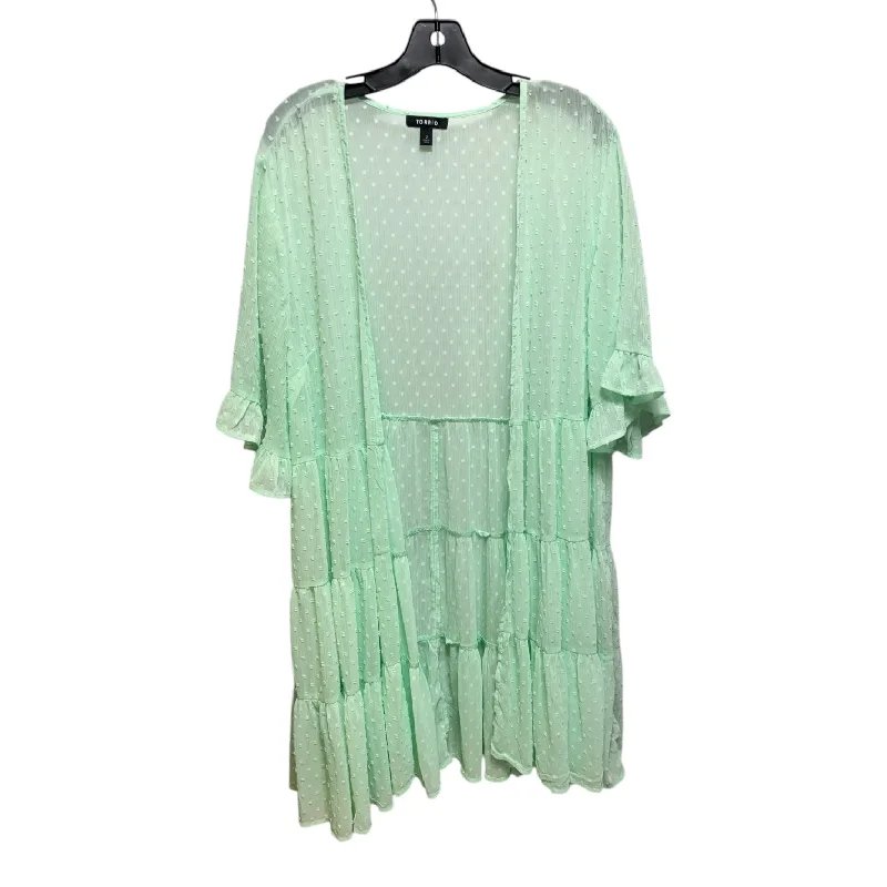 Tiered Short Sleeve Kimono By Torrid In Green, Size: 2 Edgy Men's Punk