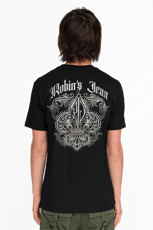 FLEUR DE LIS TEE IN BLACK WITH SILVER GLITTER Hip Men's Urban