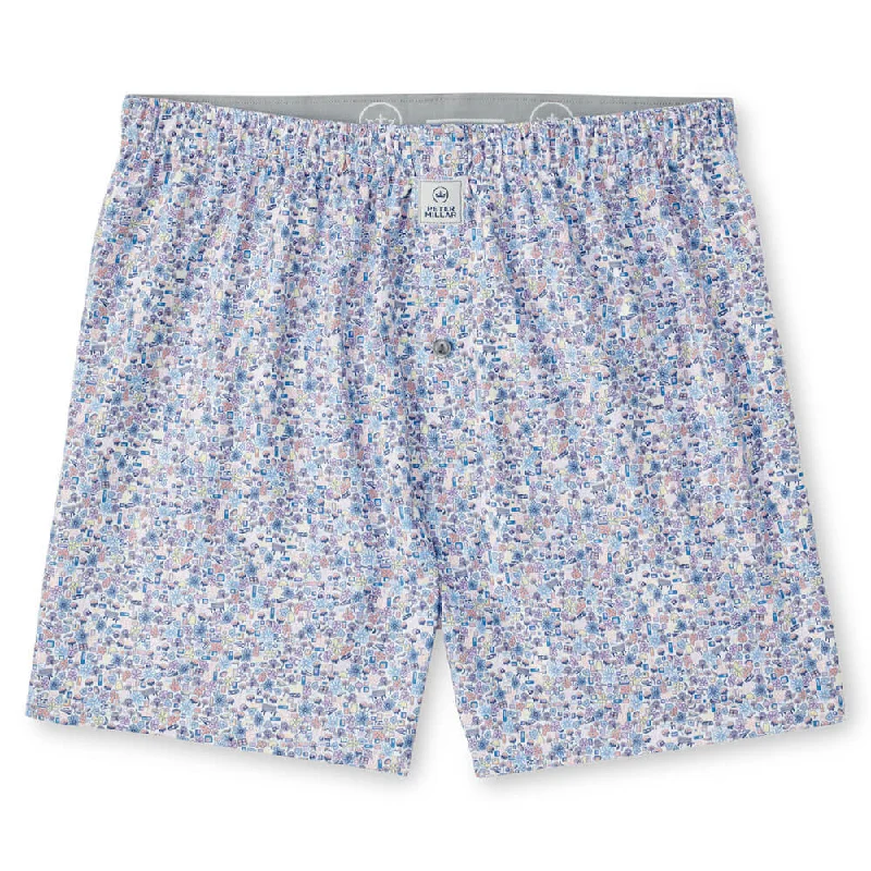 Peter Millar Groovy Performance Boxers - White Polished Men's Silk